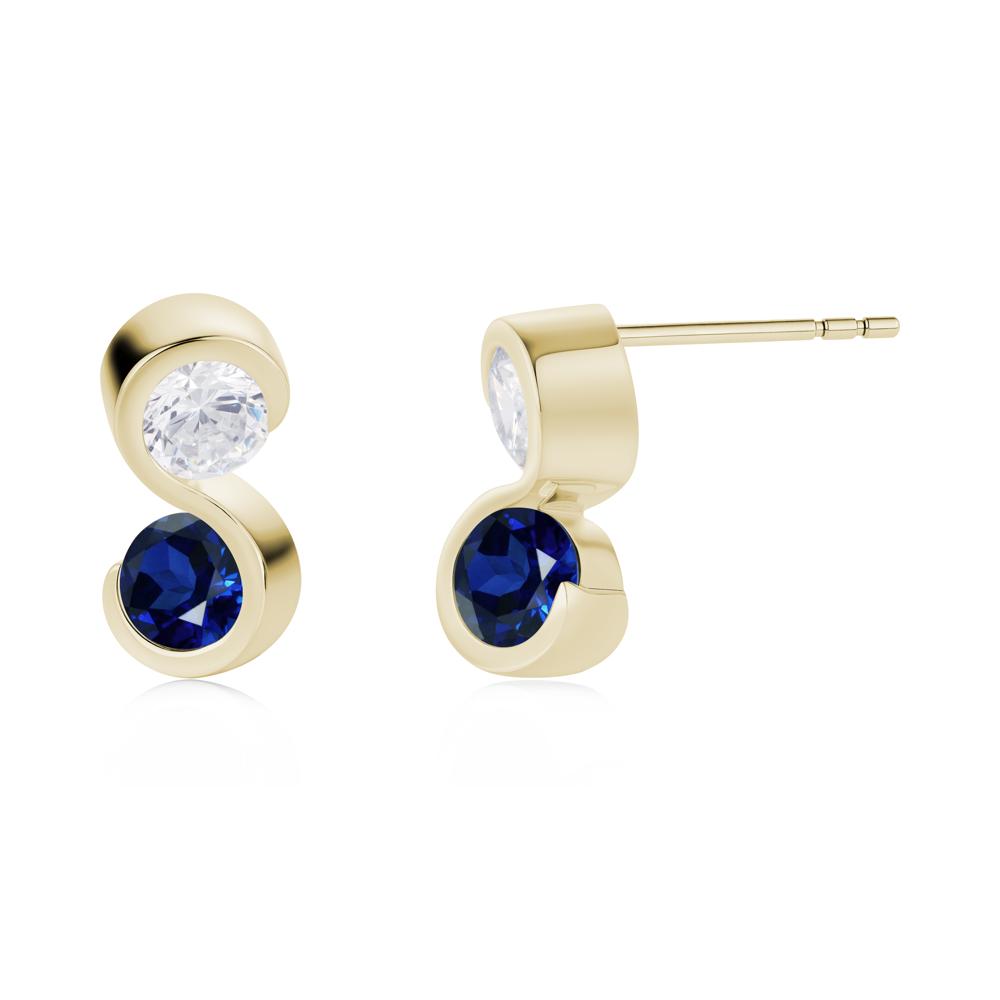 Infinity Dual Stone Alexandrite and Cubic Zirconia Stud Earrings - LUO Jewelry #gemstone_Cubic Zirconia and Sapphire