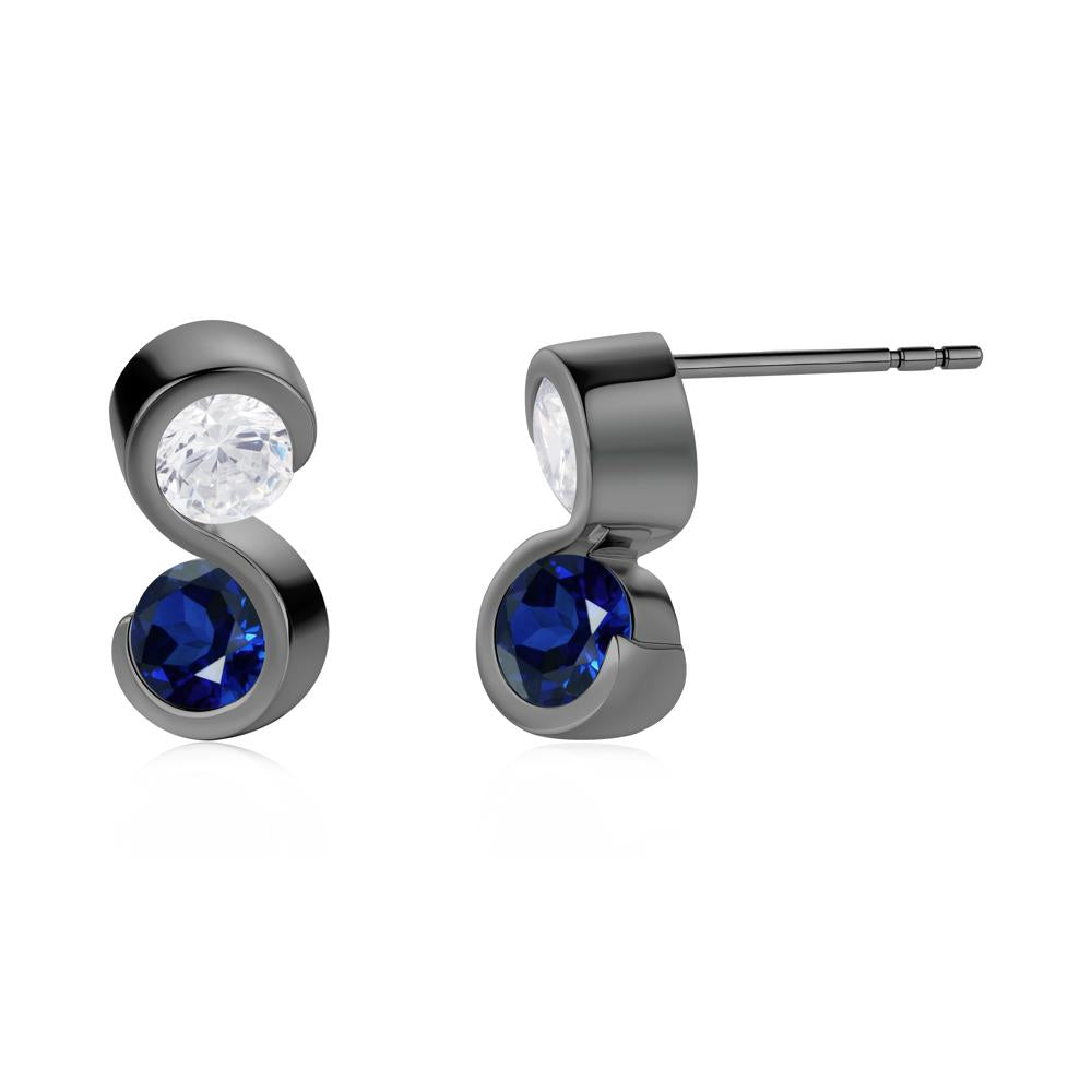 Infinity Dual Stone Alexandrite and Cubic Zirconia Stud Earrings - LUO Jewelry #gemstone_Cubic Zirconia and Sapphire