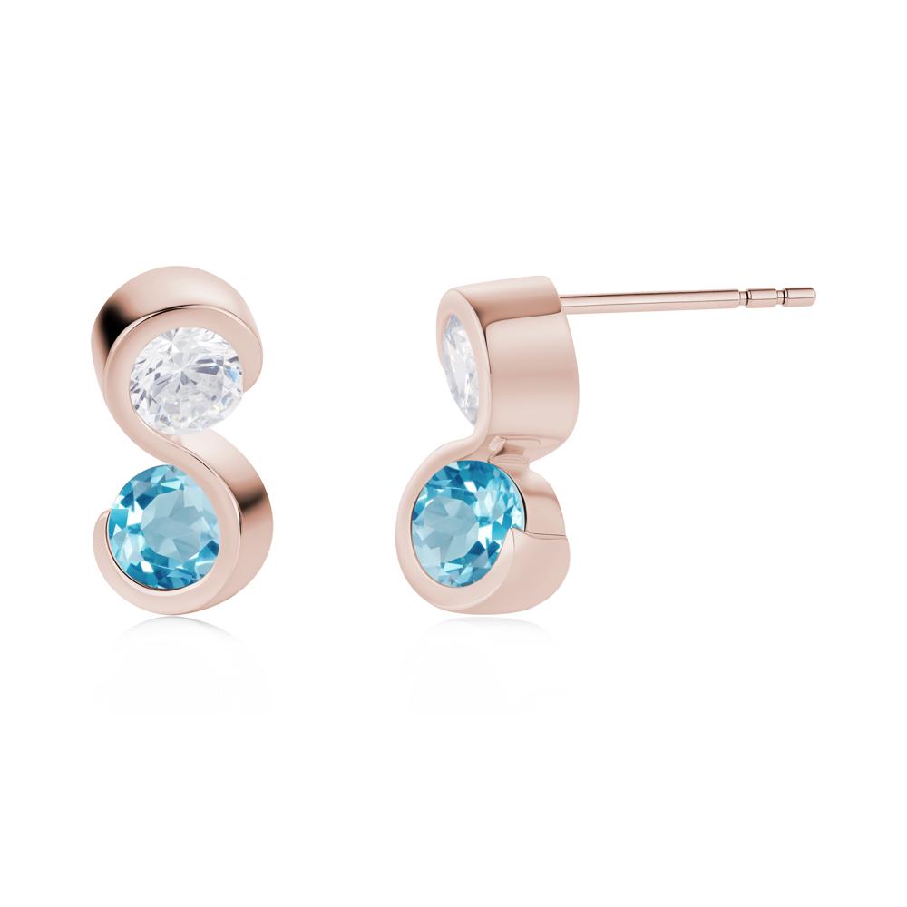 Infinity Dual Stone Alexandrite and Cubic Zirconia Stud Earrings - LUO Jewelry #gemstone_Cubic Zirconia and Swiss Blue Topaz