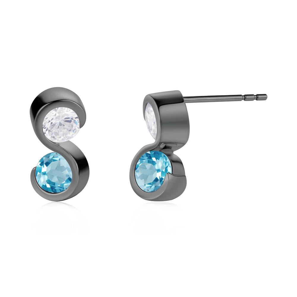 Infinity Dual Stone Alexandrite and Cubic Zirconia Stud Earrings - LUO Jewelry #gemstone_Cubic Zirconia and Swiss Blue Topaz