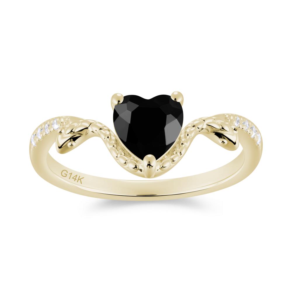 Heart Shaped Emerald Dual Snake Ring - LUO Jewelry #gemstone_Black Spinel