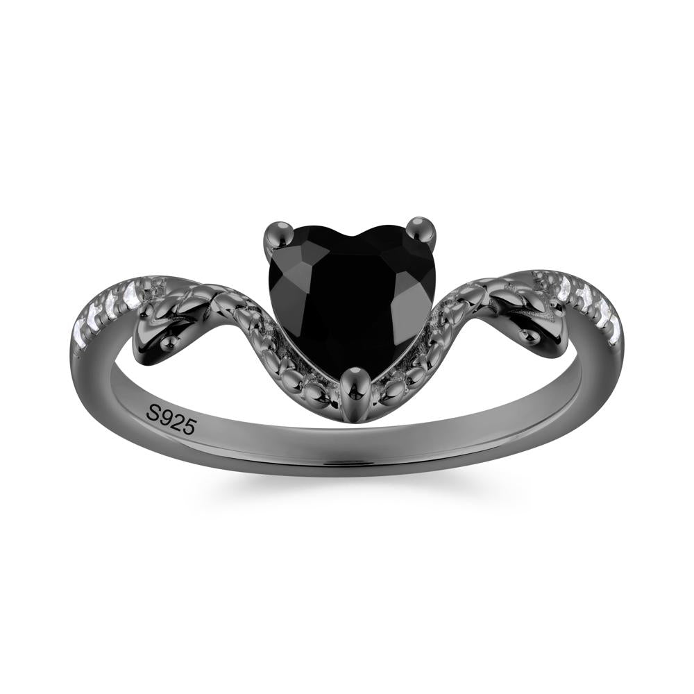 Heart Shaped Emerald Dual Snake Ring - LUO Jewelry #gemstone_Black Spinel