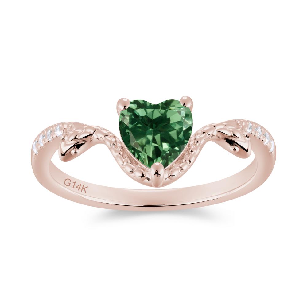 Heart Shaped Emerald Dual Snake Ring - LUO Jewelry #gemstone_Green Sapphire