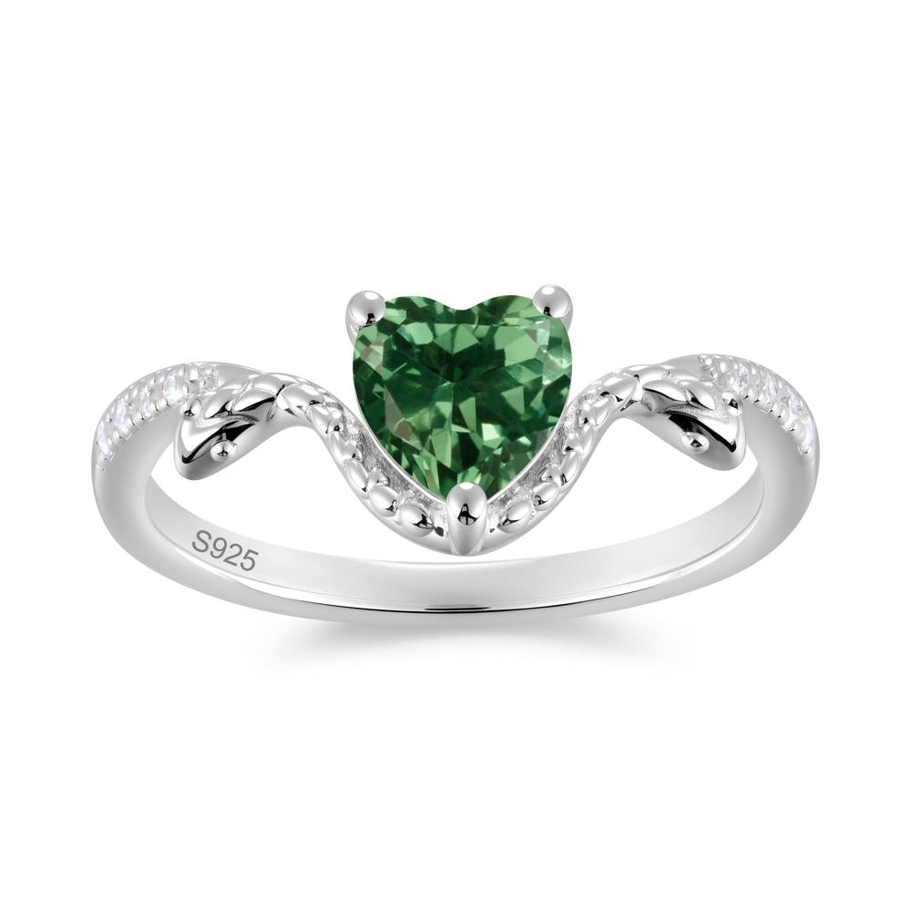 Heart Shaped Emerald Dual Snake Ring - LUO Jewelry #gemstone_Green Sapphire