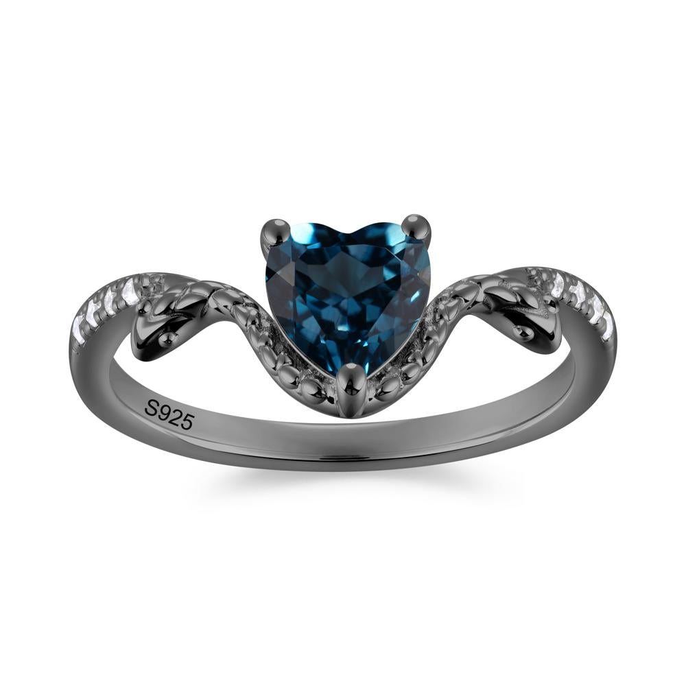 Heart Shaped Emerald Dual Snake Ring - LUO Jewelry #gemstone_London Blue Topaz