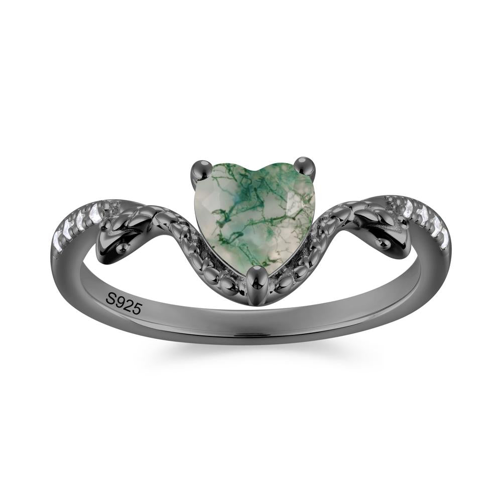 Heart Shaped Emerald Dual Snake Ring - LUO Jewelry #gemstone_Moss Agate