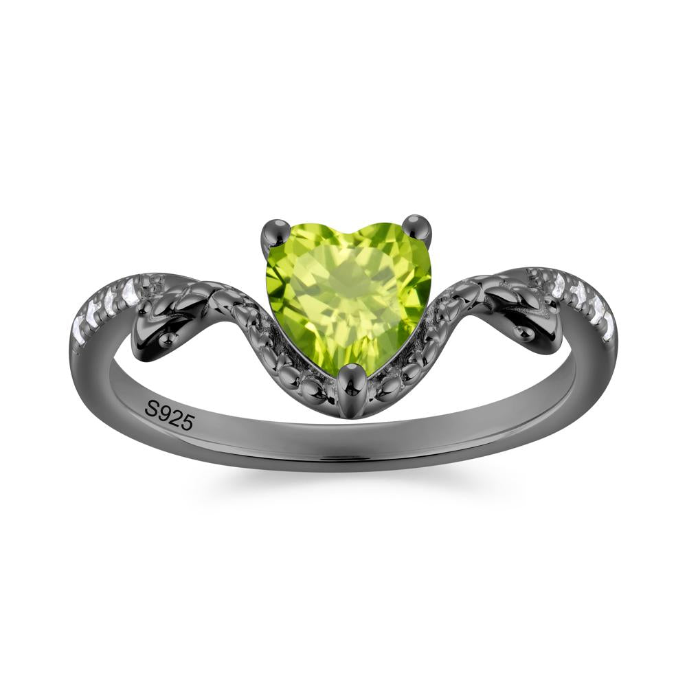 Heart Shaped Emerald Dual Snake Ring - LUO Jewelry #gemstone_Peridot