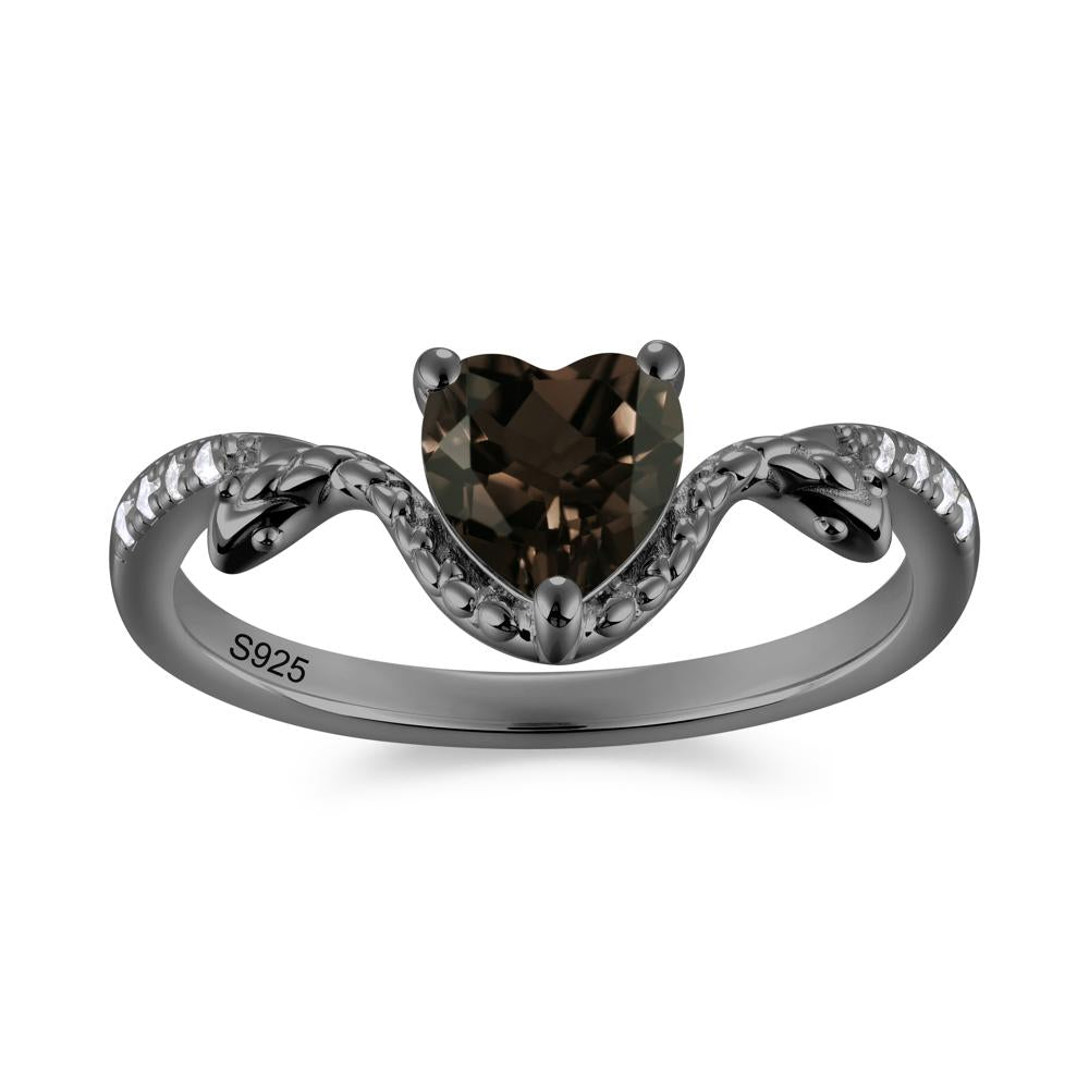 Heart Shaped Emerald Dual Snake Ring - LUO Jewelry #gemstone_Smoky Quartz