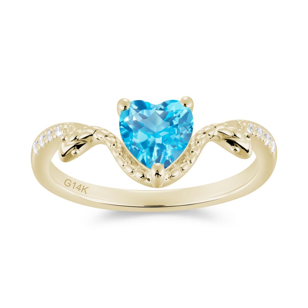 Heart Shaped Emerald Dual Snake Ring - LUO Jewelry #gemstone_Swiss Blue Topaz