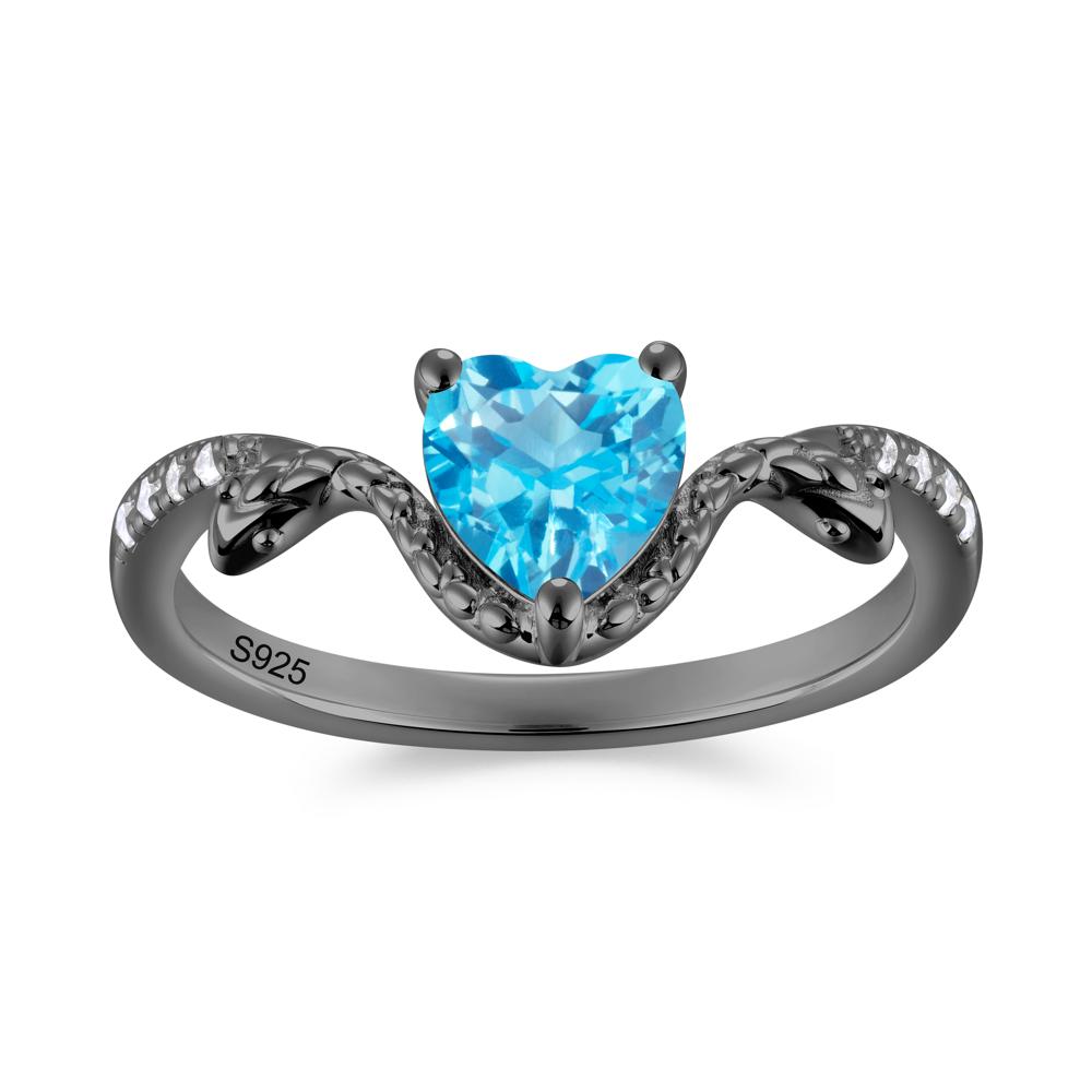 Heart Shaped Emerald Dual Snake Ring - LUO Jewelry #gemstone_Swiss Blue Topaz