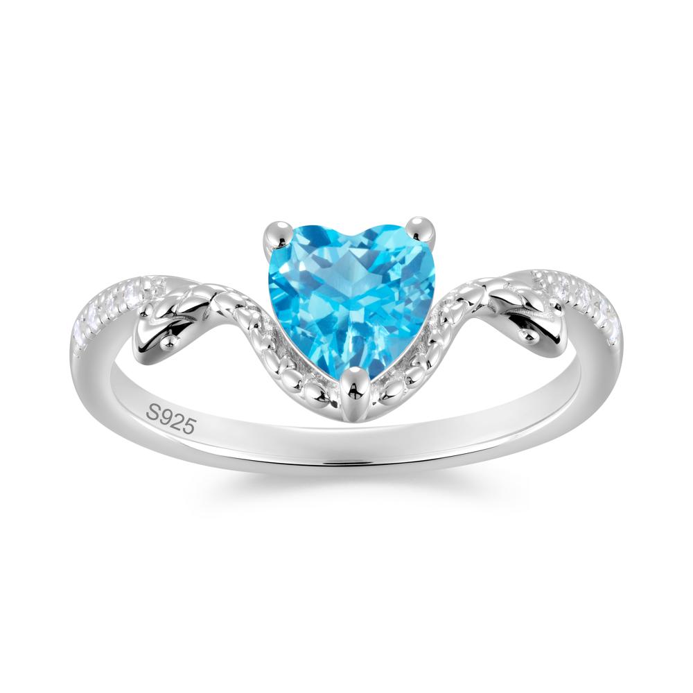 Heart Shaped Emerald Dual Snake Ring - LUO Jewelry #gemstone_Swiss Blue Topaz