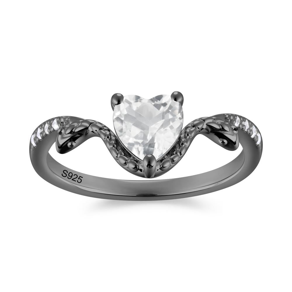 Heart Shaped Emerald Dual Snake Ring - LUO Jewelry #gemstone_White Topaz