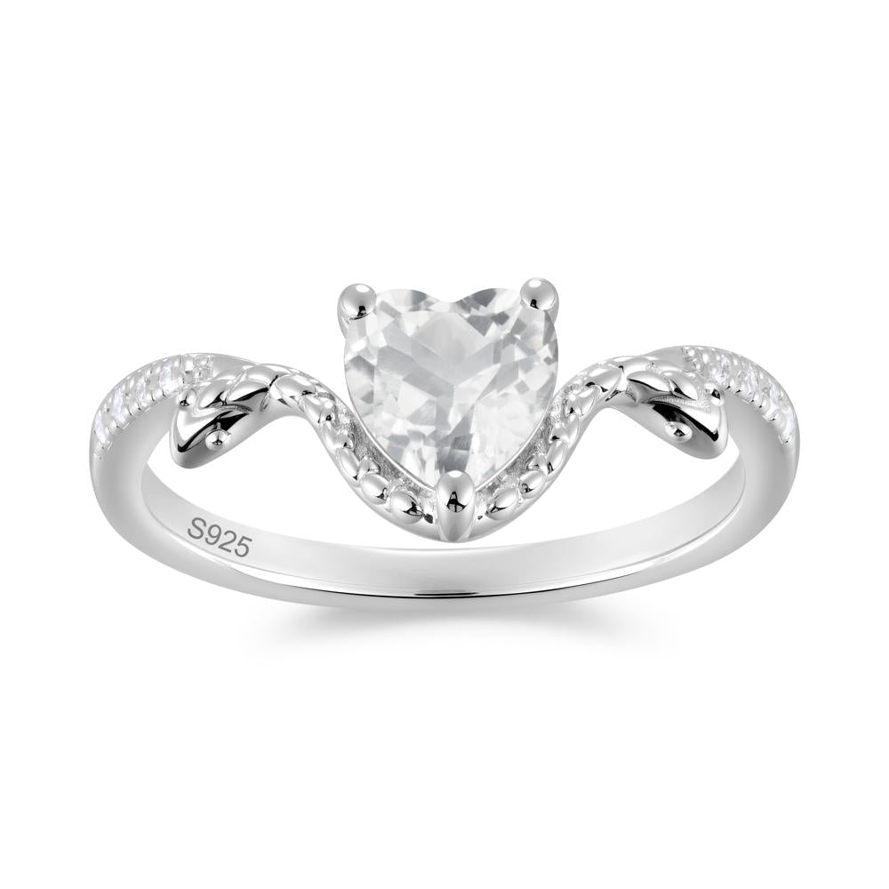 Heart Shaped Emerald Dual Snake Ring - LUO Jewelry #gemstone_White Topaz