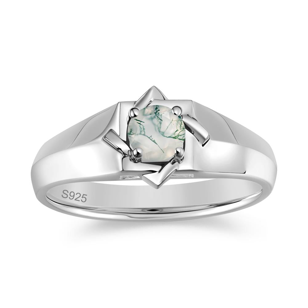 Minimalist Amethyst Ring for Men and Women - LUO Jewelry #gemstone_Moss Agate