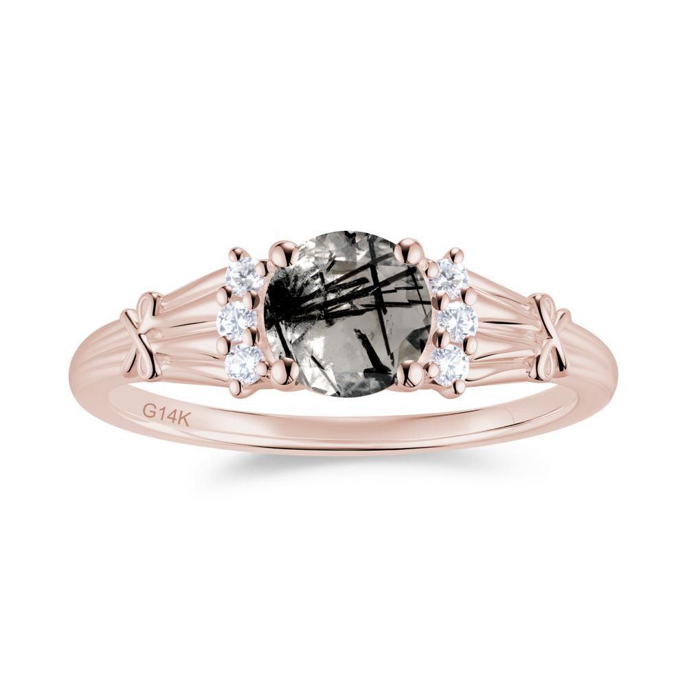 Boho Flower Inspired Cubic Zirconia Ring - LUO Jewelry #gemstone_Black Rutilated Quartz
