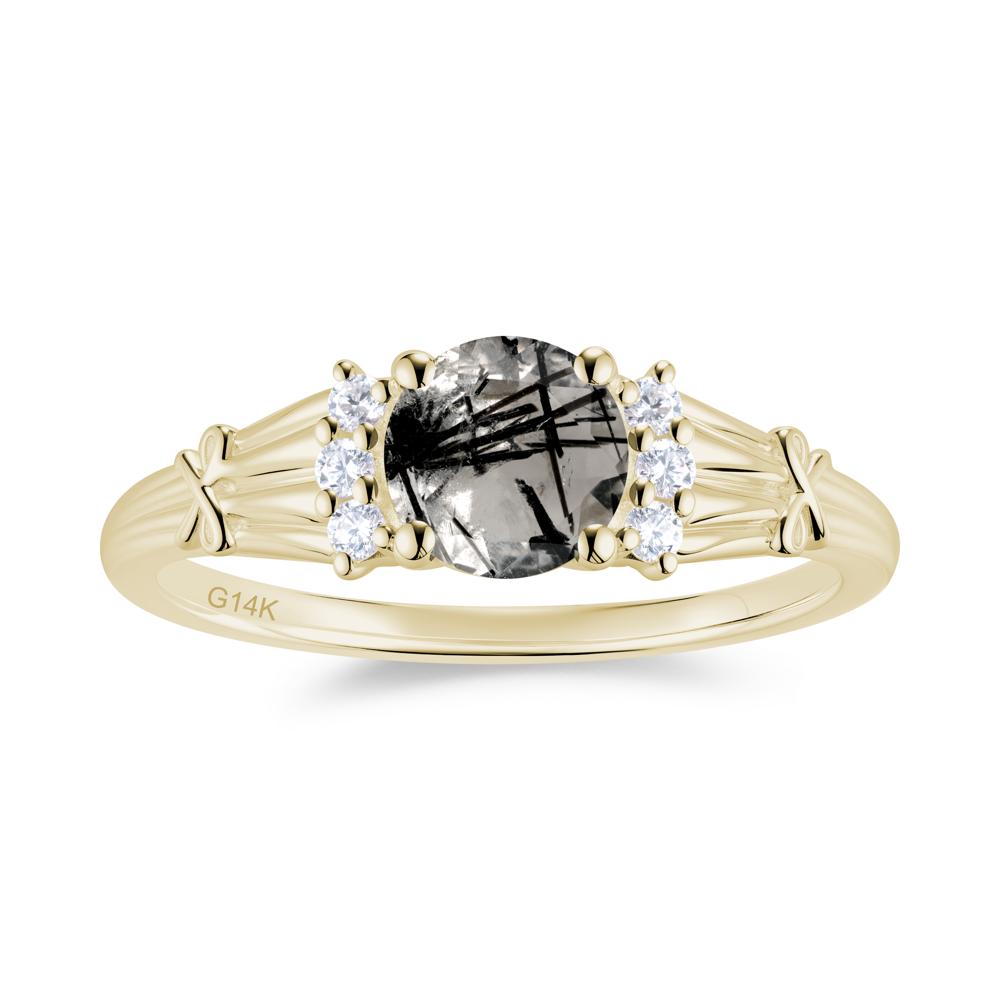 Boho Flower Inspired Cubic Zirconia Ring - LUO Jewelry #gemstone_Black Rutilated Quartz