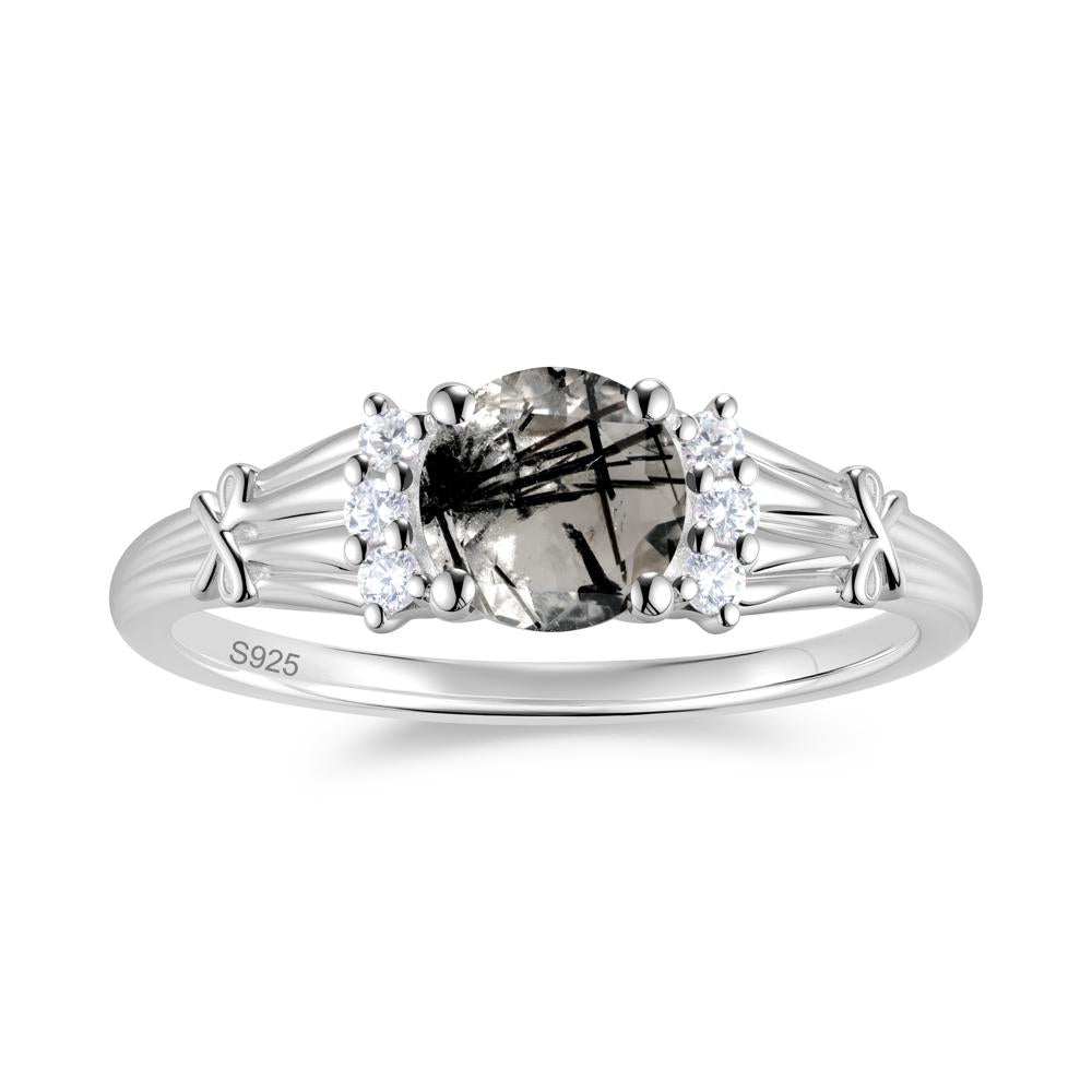 Boho Flower Inspired Cubic Zirconia Ring - LUO Jewelry #gemstone_Black Rutilated Quartz