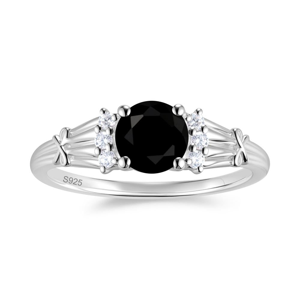 Boho Flower Inspired Cubic Zirconia Ring - LUO Jewelry #gemstone_Black Spinel