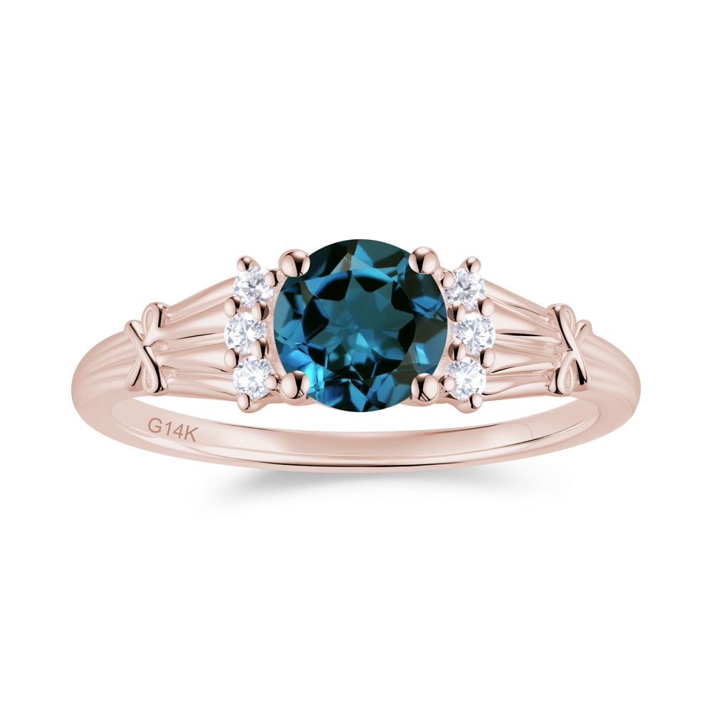 Boho Flower Inspired Cubic Zirconia Ring - LUO Jewelry #gemstone_London Blue Topaz