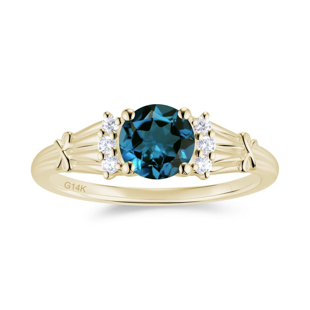 Boho Flower Inspired Cubic Zirconia Ring - LUO Jewelry #gemstone_London Blue Topaz