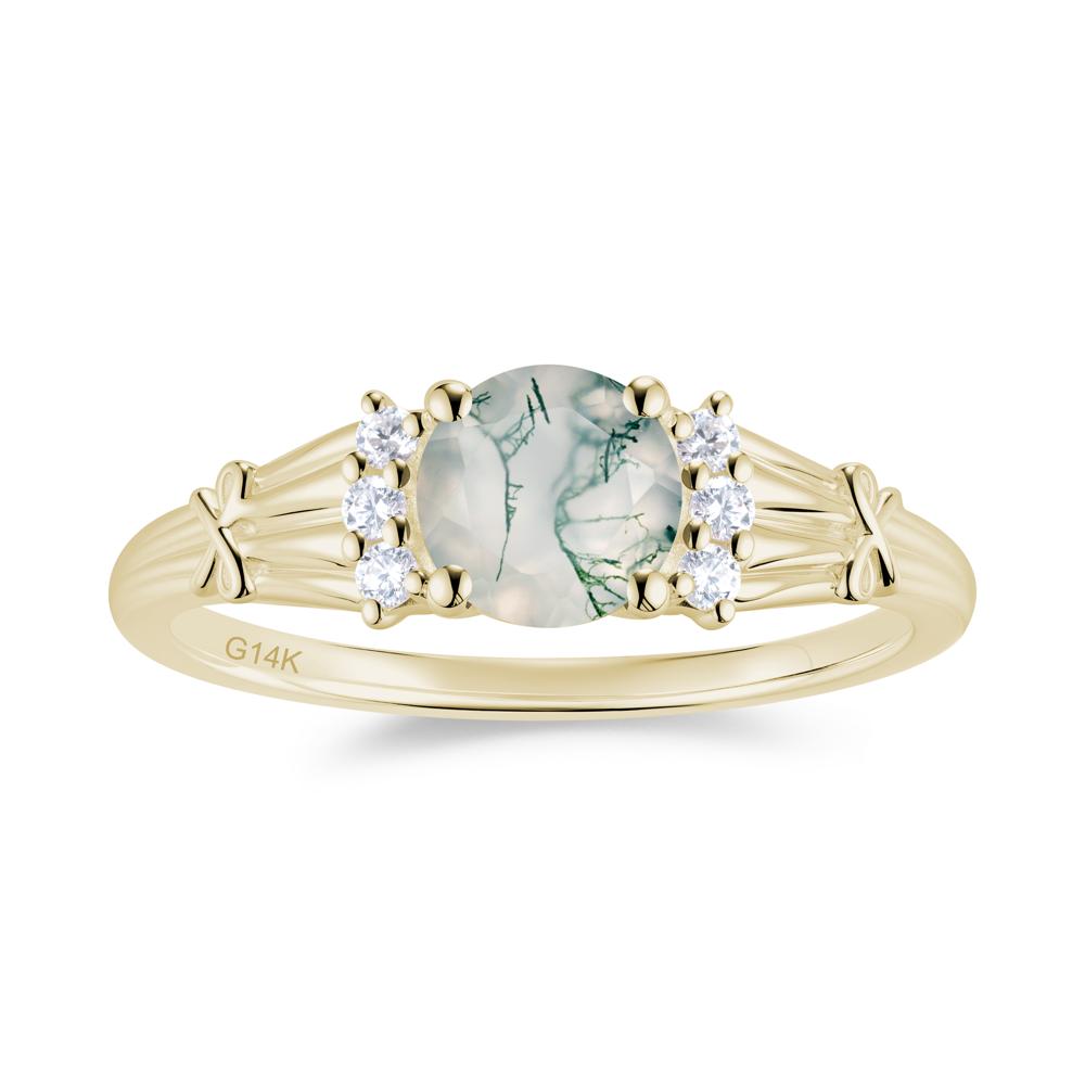 Boho Flower Inspired Cubic Zirconia Ring - LUO Jewelry #gemstone_Moss Agate