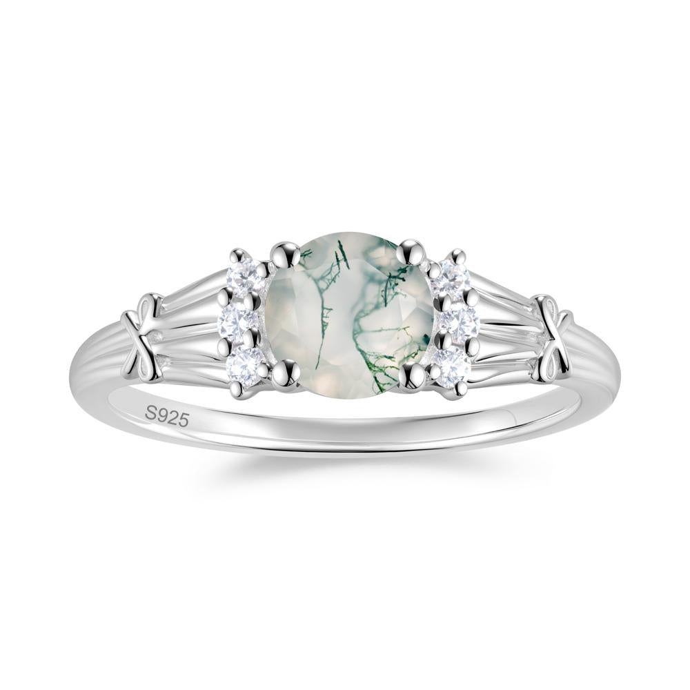 Boho Flower Inspired Cubic Zirconia Ring - LUO Jewelry #gemstone_Moss Agate