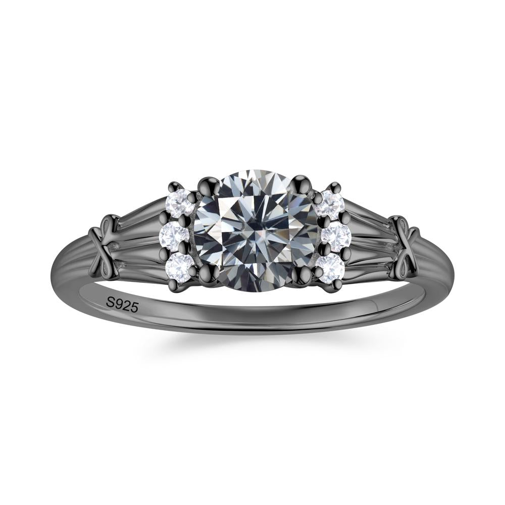 Boho Flower Inspired Cubic Zirconia Ring - LUO Jewelry #gemstone_Grey Moissanite