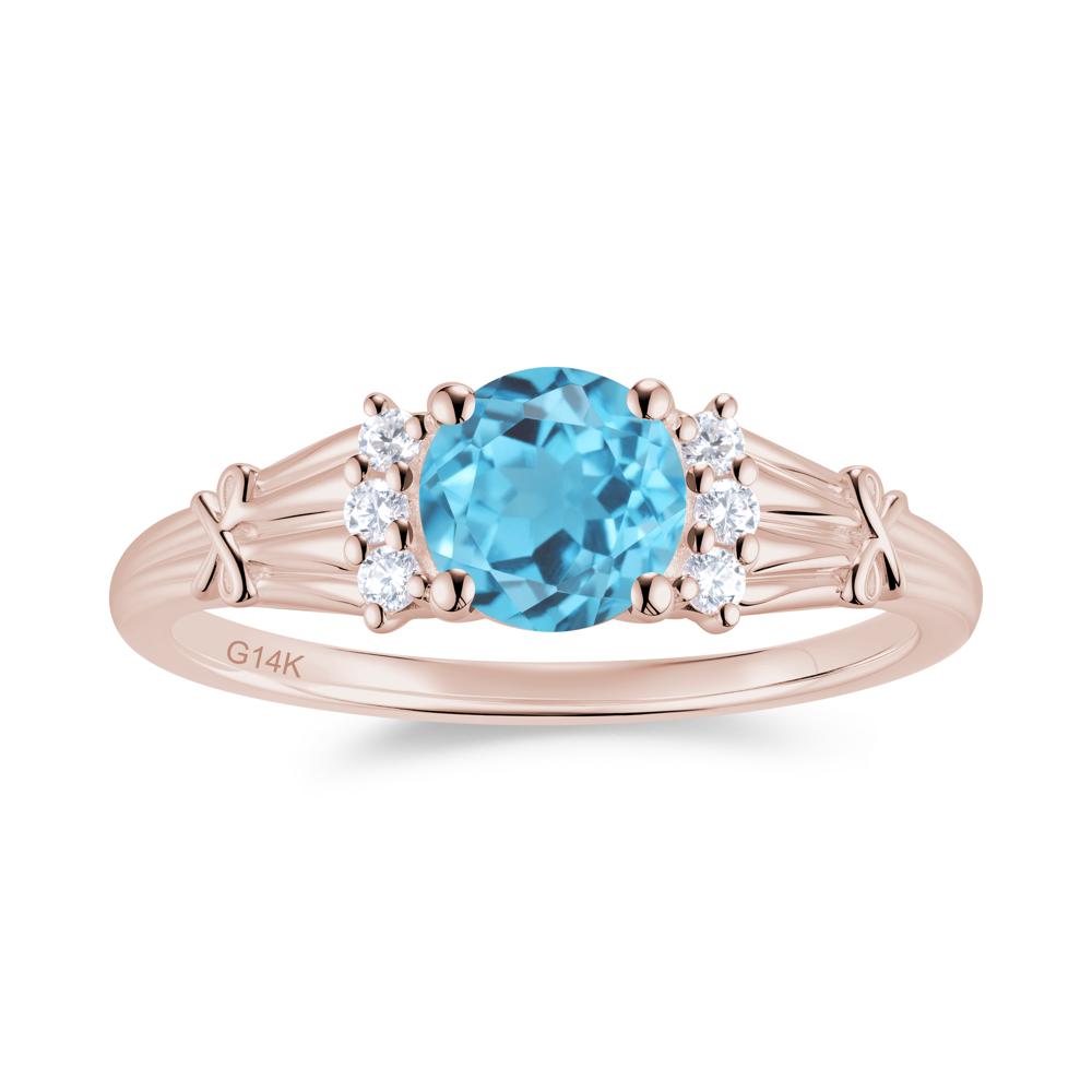 Boho Flower Inspired Cubic Zirconia Ring - LUO Jewelry #gemstone_Swiss Blue Topaz