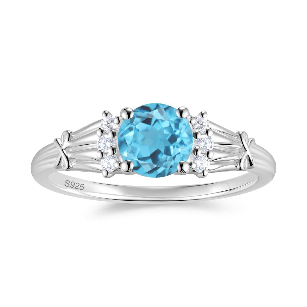 Boho Flower Inspired Cubic Zirconia Ring - LUO Jewelry #gemstone_Swiss Blue Topaz