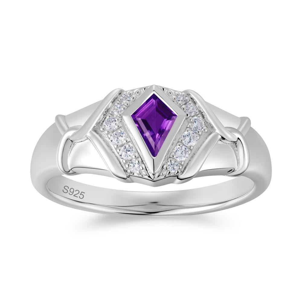 Kite Cut Amethyst Men's Ring - LUO Jewelry #gemstone_Amethyst