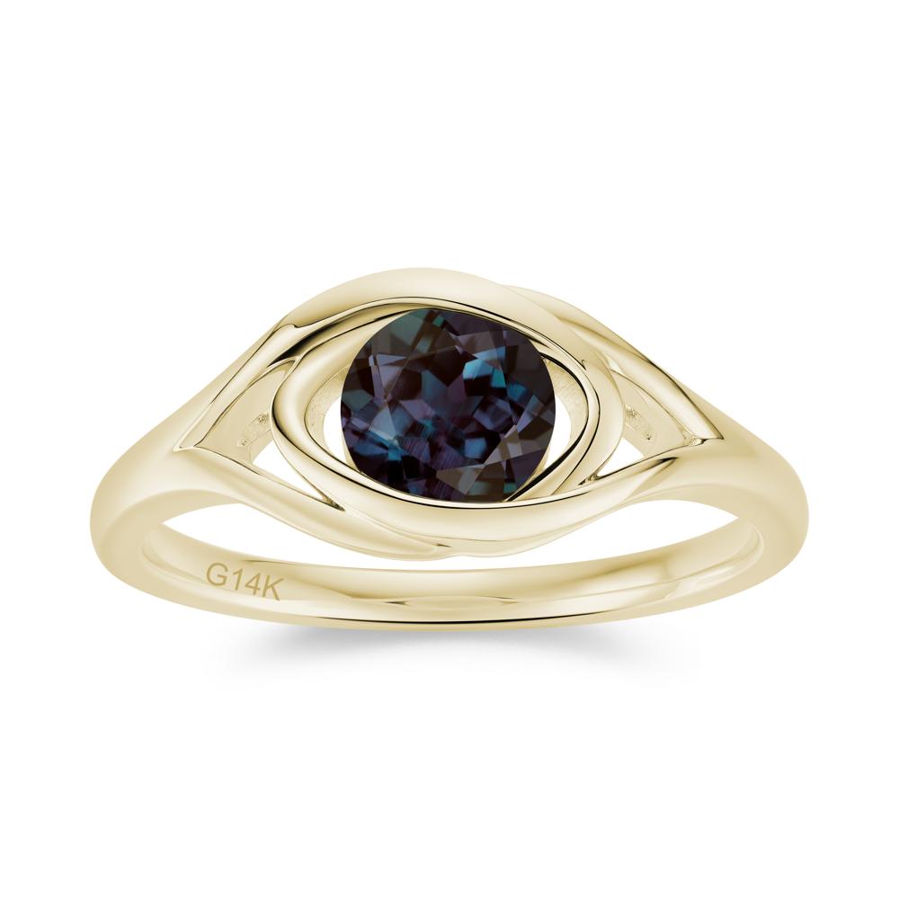 Round Cut Bezel London Blue Topaz Ring - LUO Jewelry #gemstone_Alexandrite