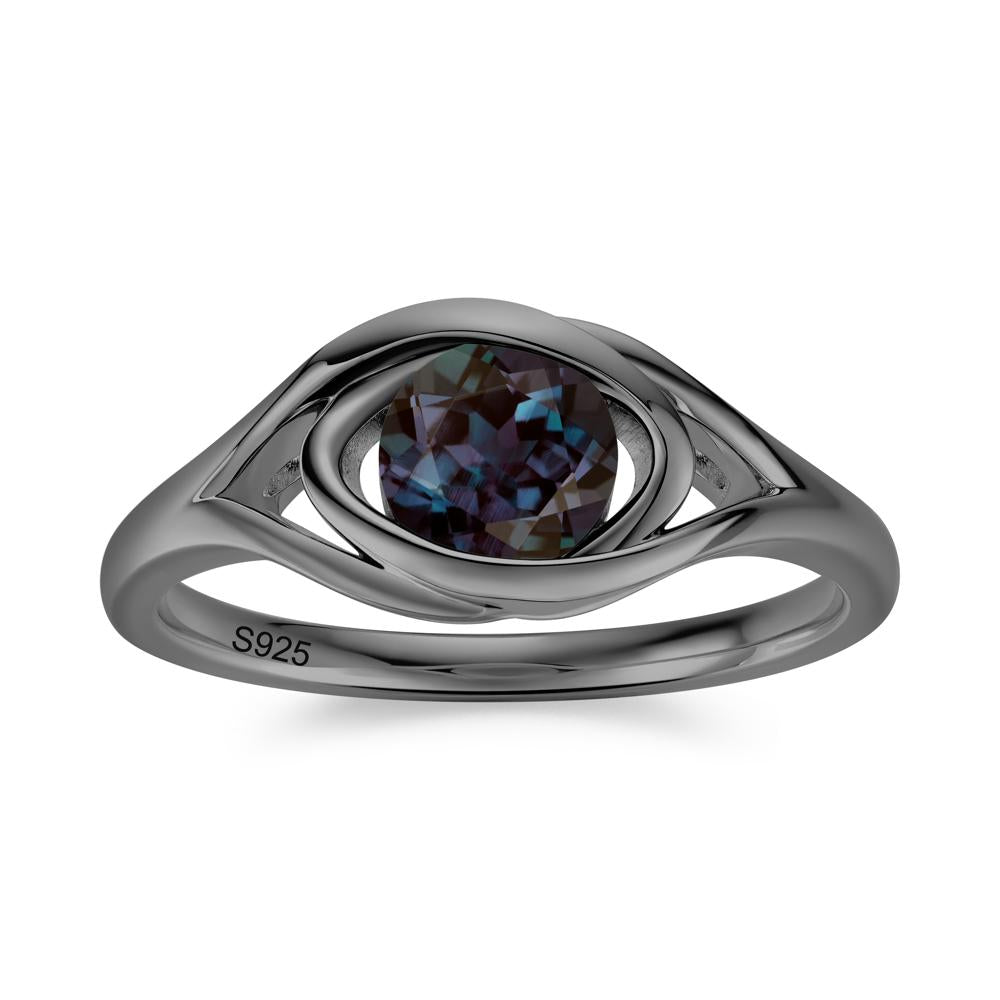 Round Cut Bezel London Blue Topaz Ring - LUO Jewelry #gemstone_Alexandrite