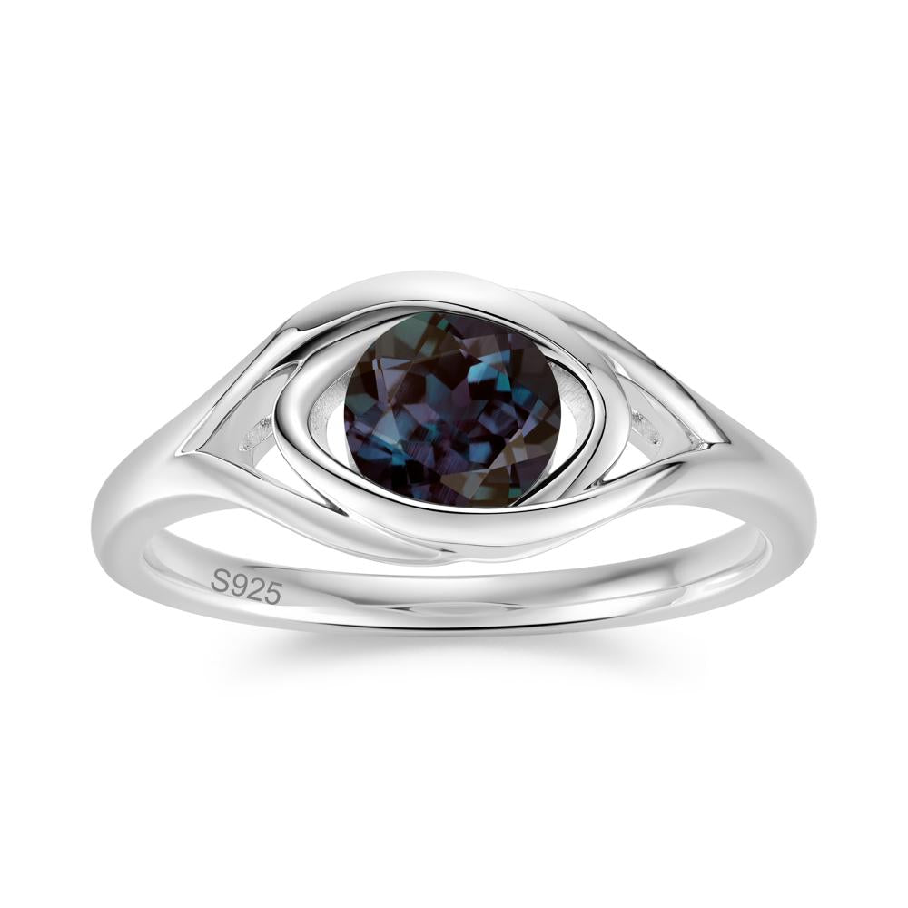 Round Cut Bezel London Blue Topaz Ring - LUO Jewelry #gemstone_Alexandrite