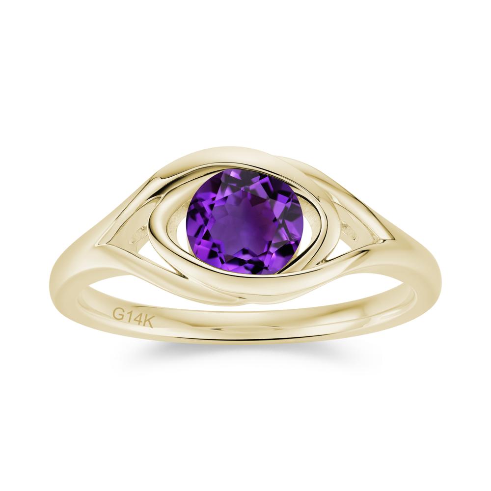 Round Cut Bezel London Blue Topaz Ring - LUO Jewelry #gemstone_Amethyst