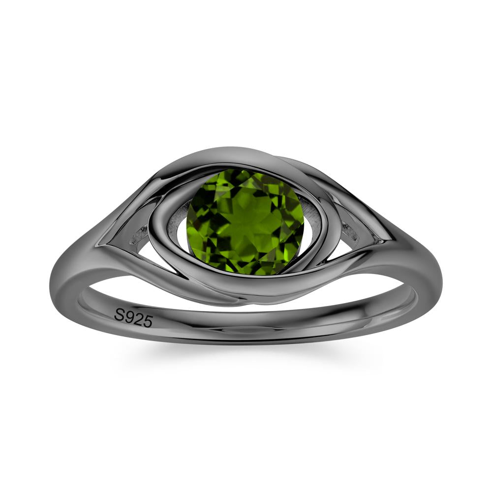 Round Cut Bezel London Blue Topaz Ring - LUO Jewelry #gemstone_Diopside