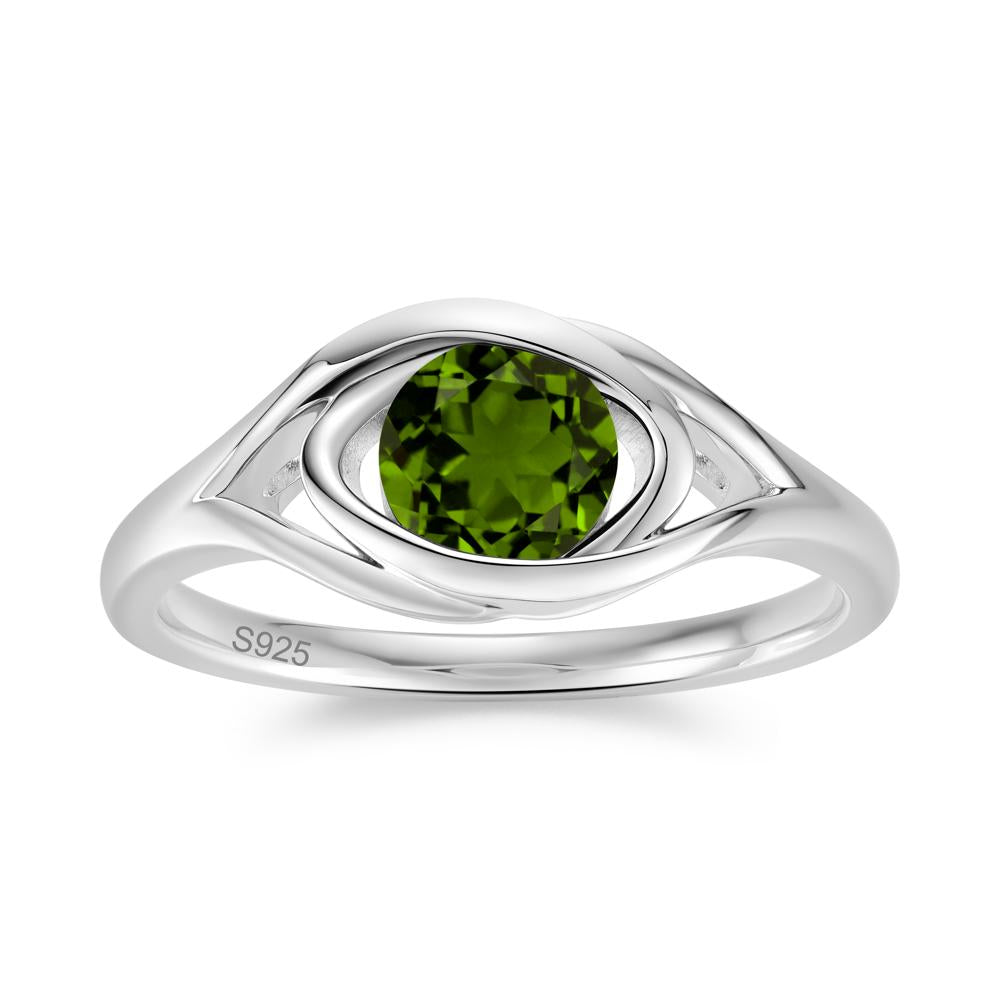 Round Cut Bezel London Blue Topaz Ring - LUO Jewelry #gemstone_Diopside