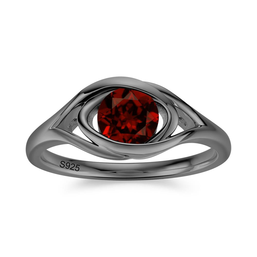 Round Cut Bezel London Blue Topaz Ring - LUO Jewelry #gemstone_Garnet
