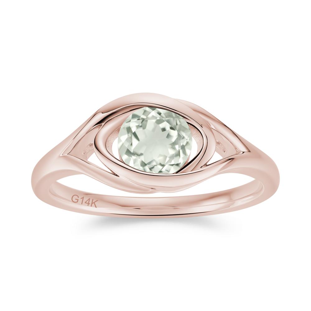 Round Cut Bezel London Blue Topaz Ring - LUO Jewelry #gemstone_Green Amethyst
