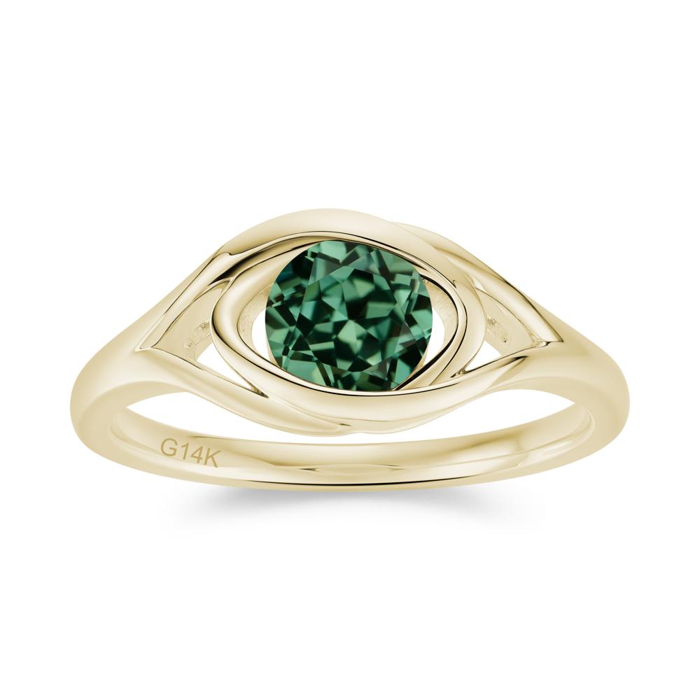 Round Cut Bezel London Blue Topaz Ring - LUO Jewelry #gemstone_Green Sapphire