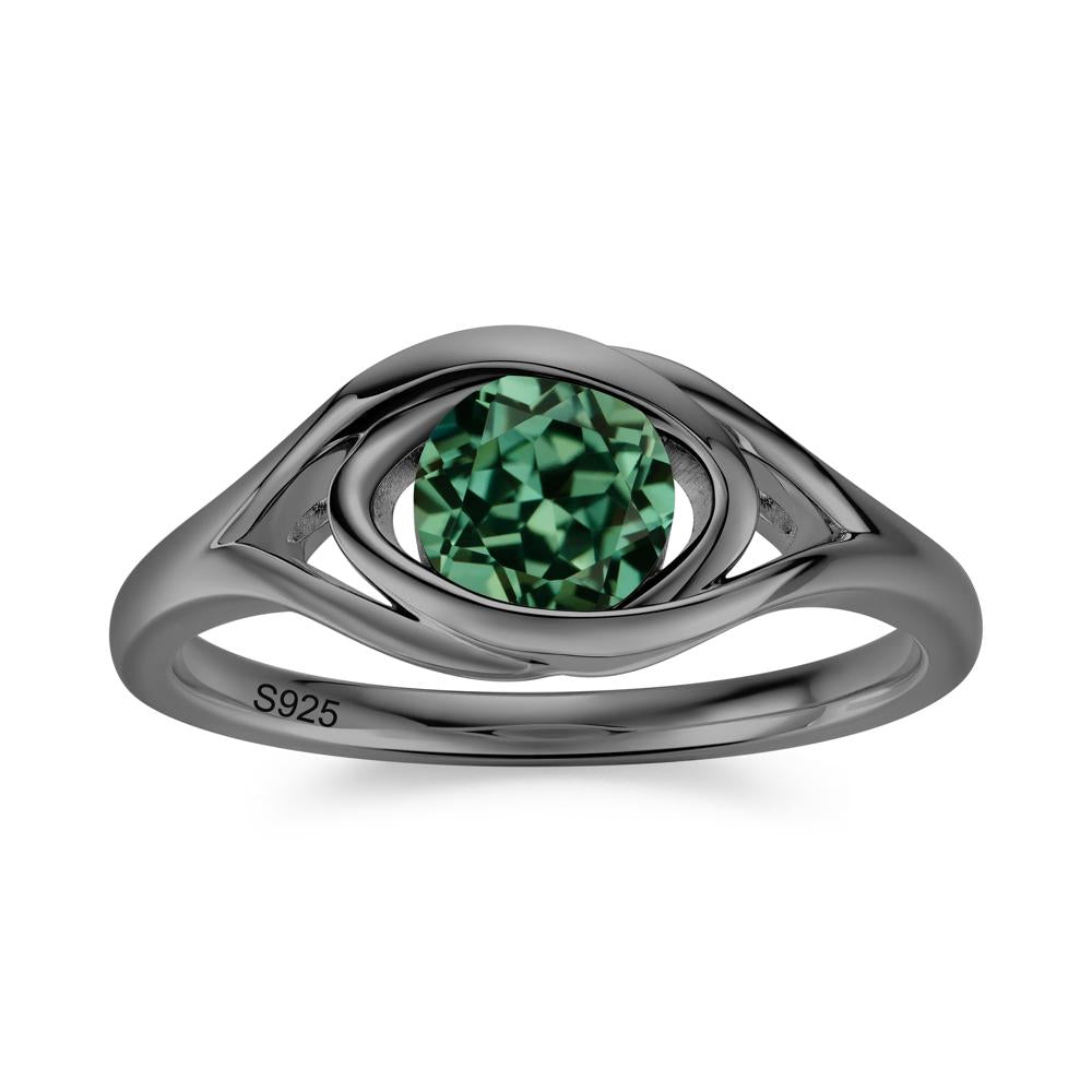 Round Cut Bezel London Blue Topaz Ring - LUO Jewelry #gemstone_Green Sapphire
