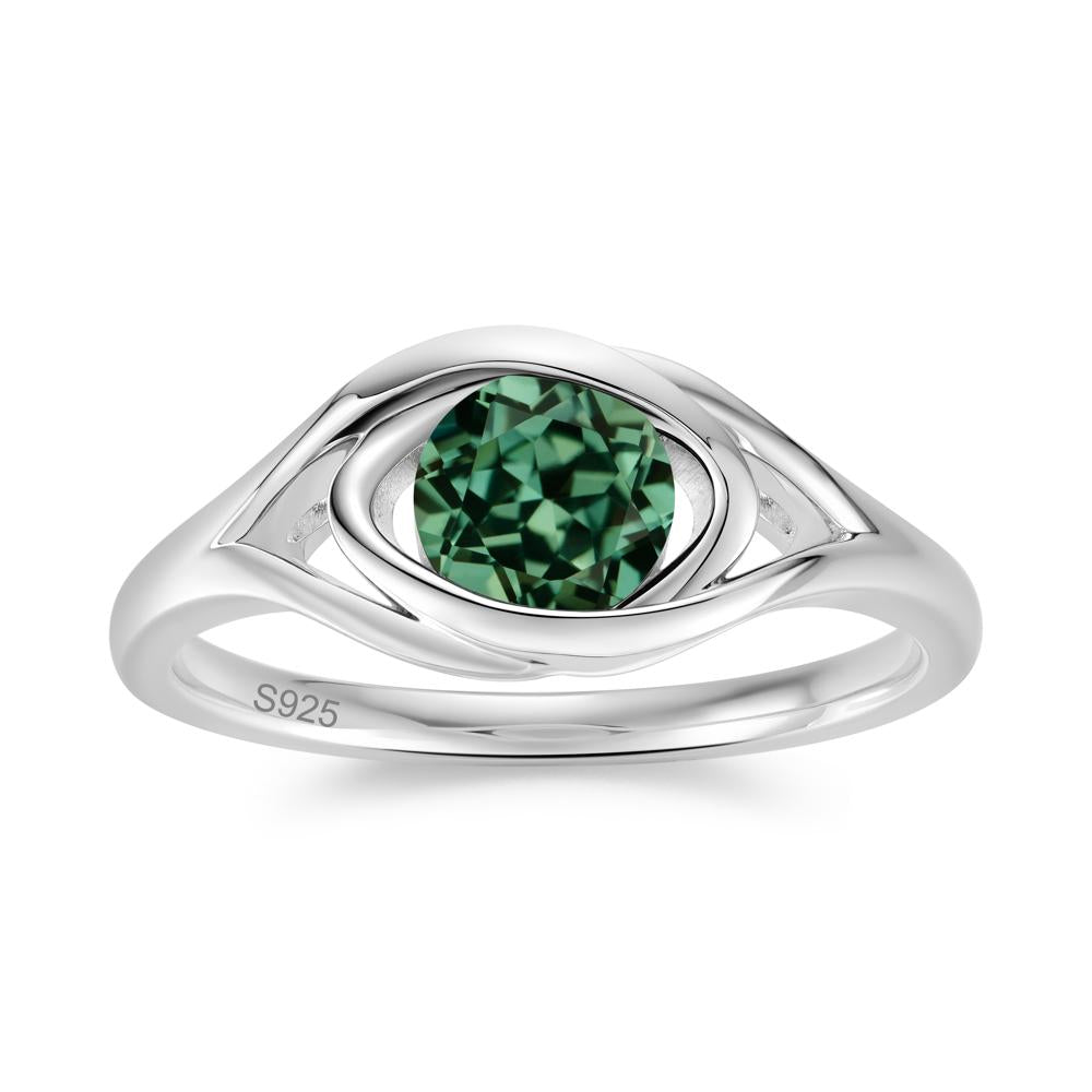 Round Cut Bezel London Blue Topaz Ring - LUO Jewelry #gemstone_Green Sapphire