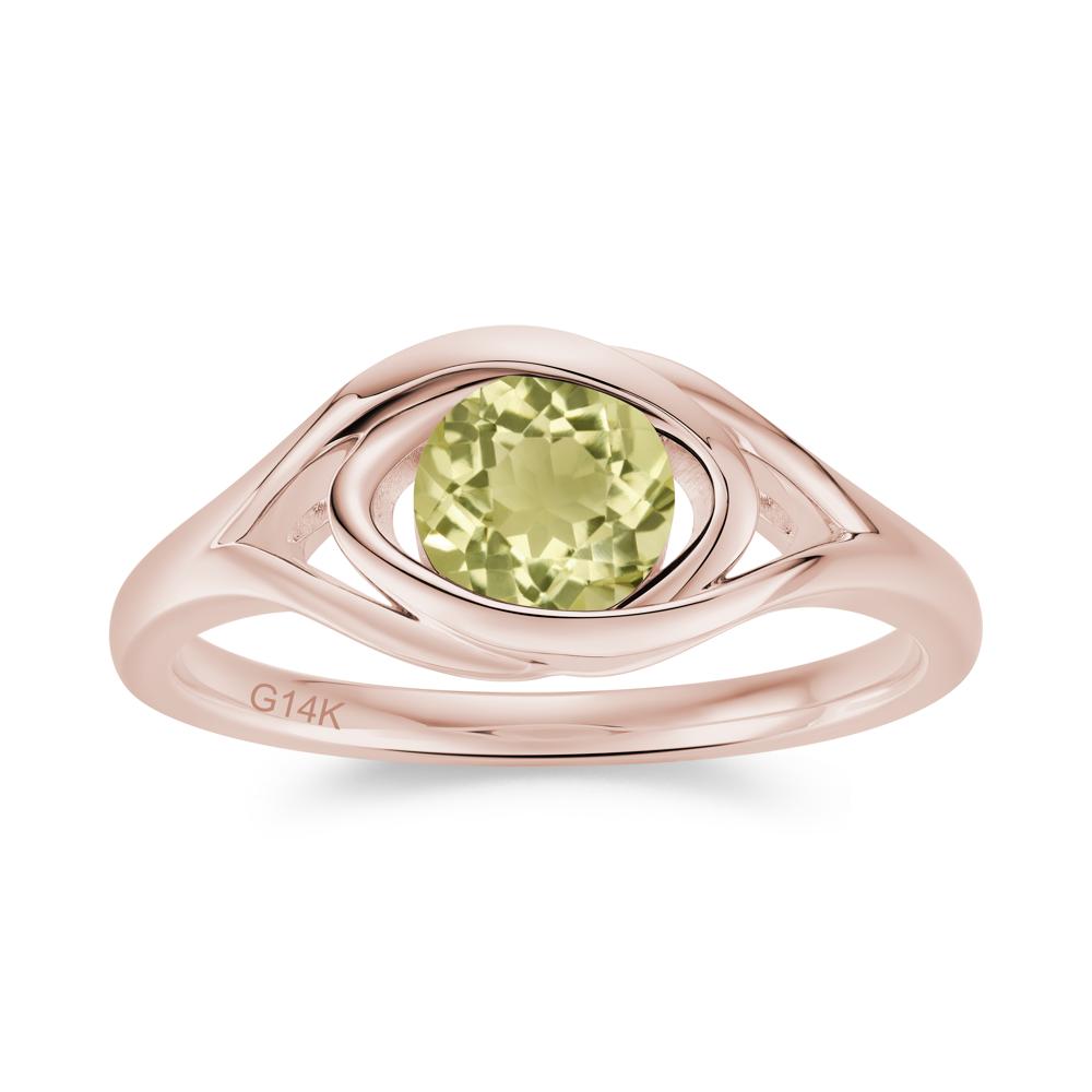 Round Cut Bezel London Blue Topaz Ring - LUO Jewelry #gemstone_Lemon Quartz