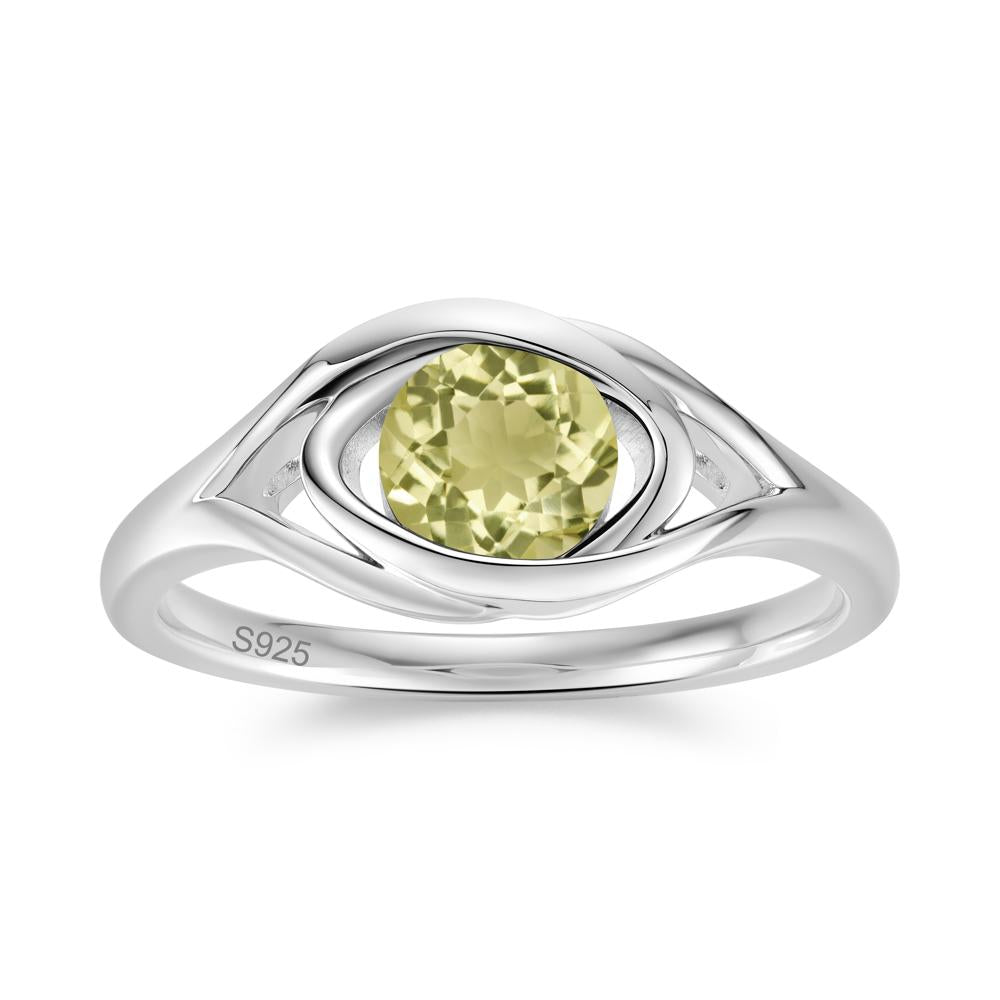 Round Cut Bezel London Blue Topaz Ring - LUO Jewelry #gemstone_Lemon Quartz
