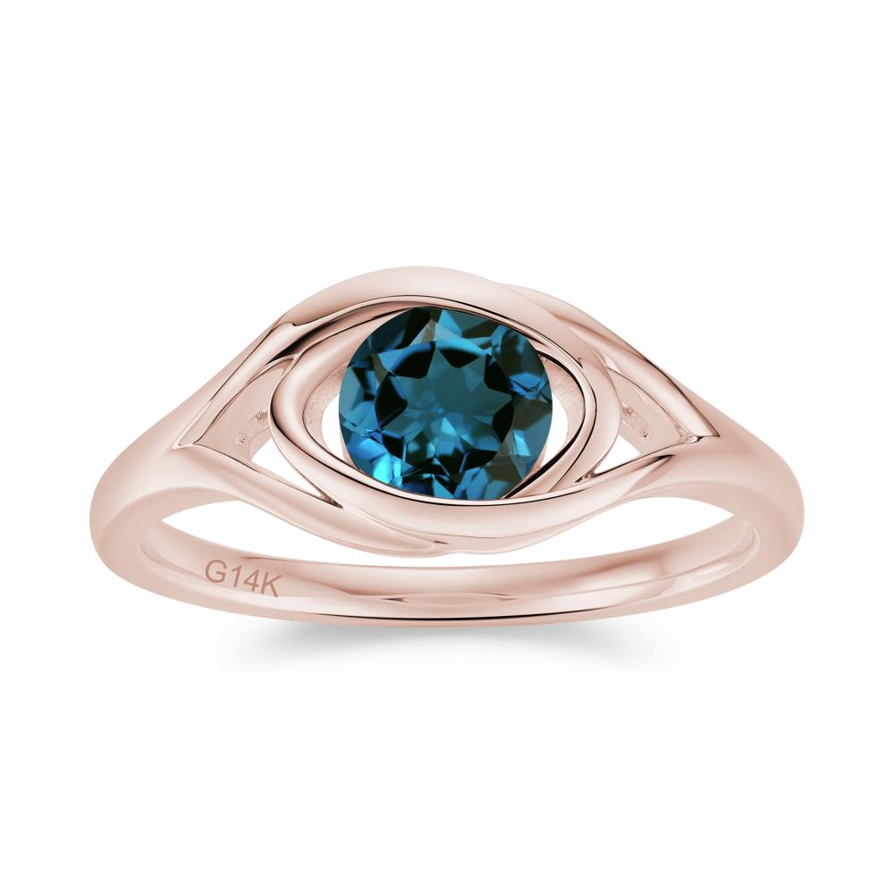 Round Cut Bezel London Blue Topaz Ring - LUO Jewelry #gemstone_London Blue Topaz