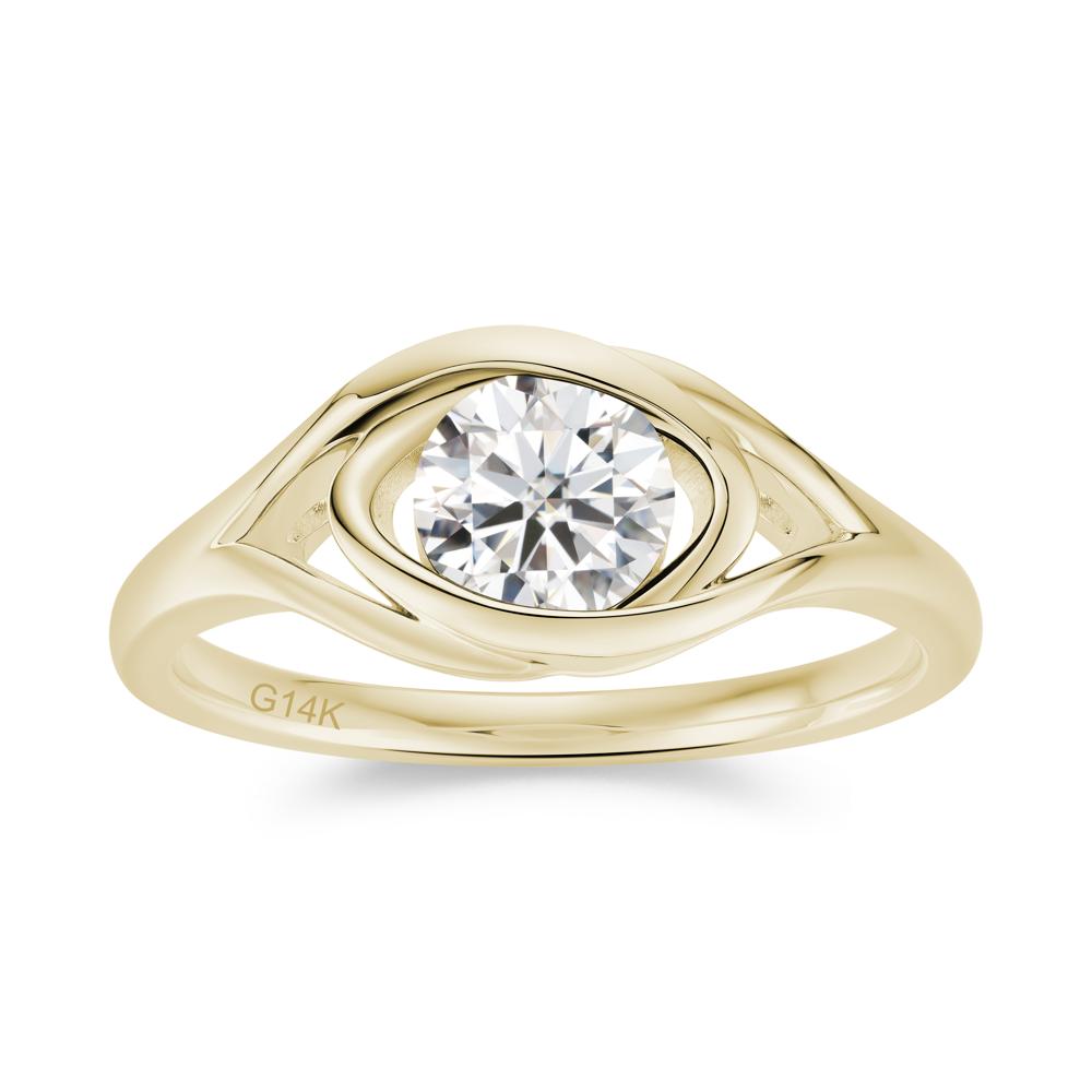 Round Cut Bezel London Blue Topaz Ring - LUO Jewelry #gemstone_Moissanite