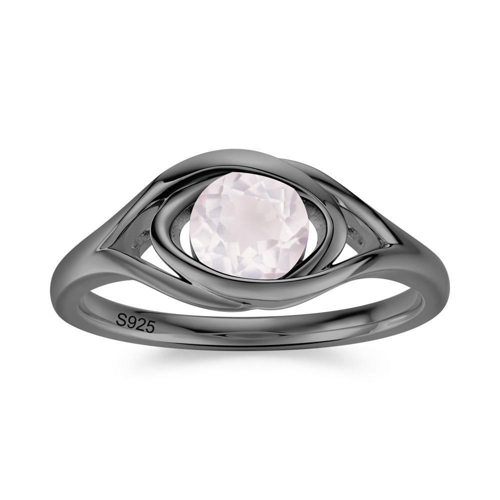 Round Cut Bezel London Blue Topaz Ring - LUO Jewelry #gemstone_Rose Quartz