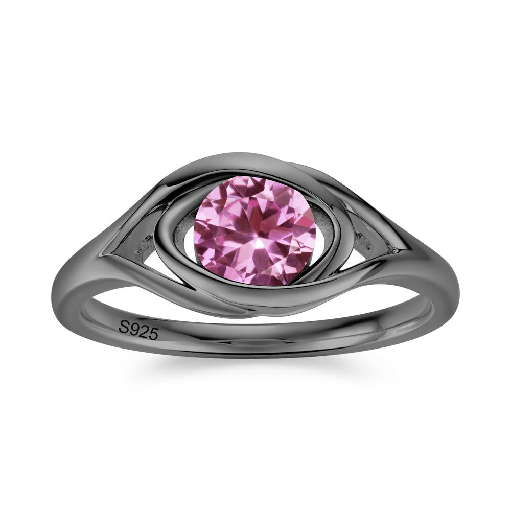 Round Cut Bezel London Blue Topaz Ring - LUO Jewelry #gemstone_Pink Sapphire