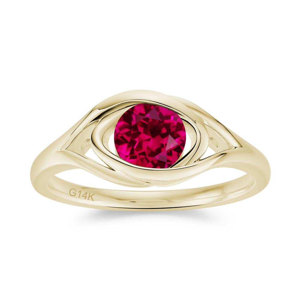 Round Cut Bezel London Blue Topaz Ring - LUO Jewelry #gemstone_Ruby