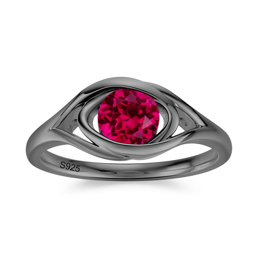 Round Cut Bezel London Blue Topaz Ring - LUO Jewelry #gemstone_Ruby