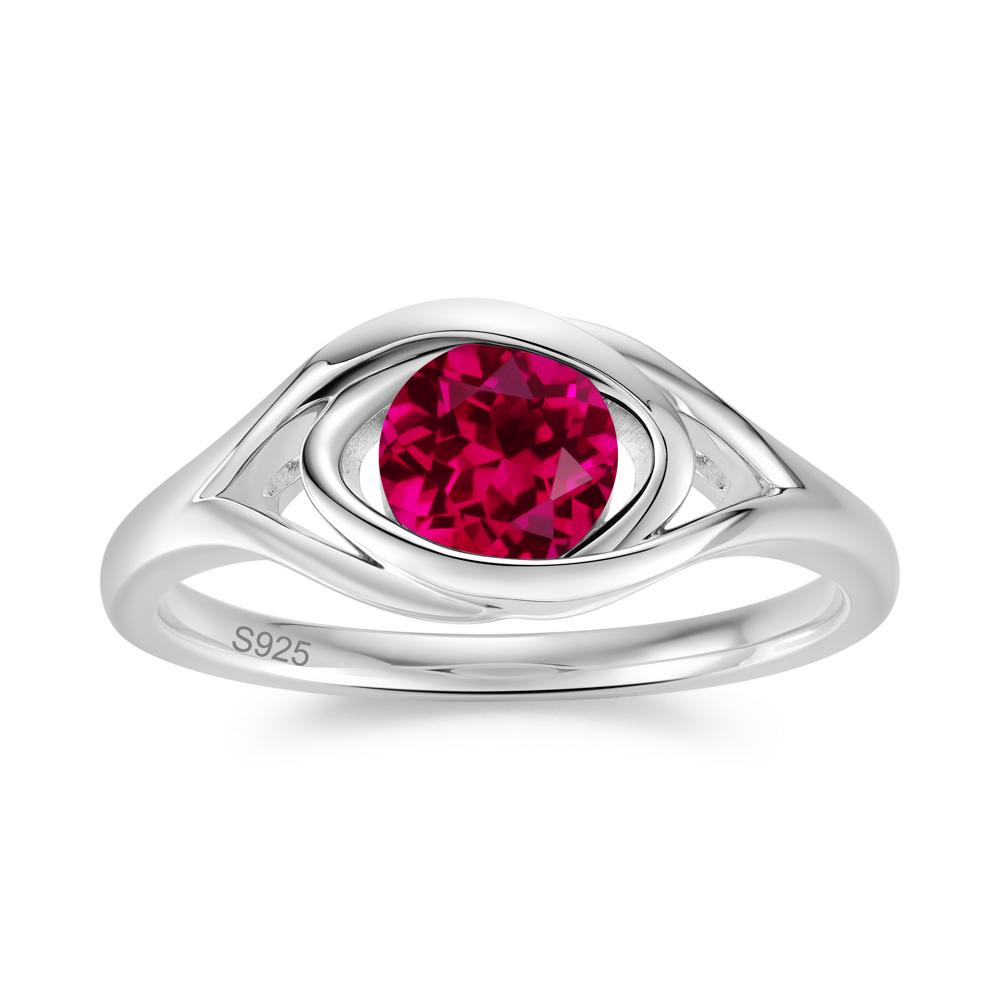 Round Cut Bezel London Blue Topaz Ring - LUO Jewelry #gemstone_Ruby